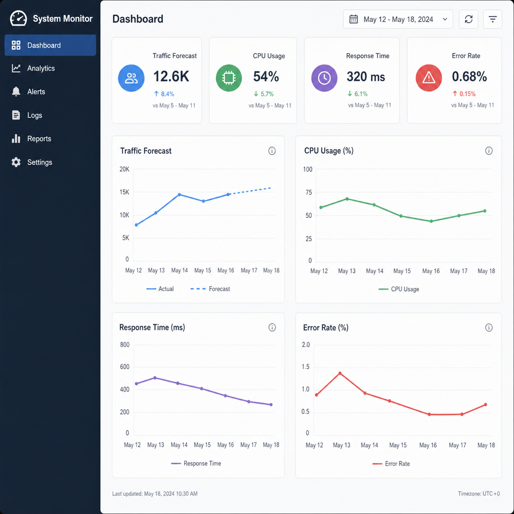 What Is Web Server Capacity Planning? How Does It Work? dashboard mockup